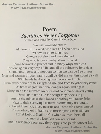 James Ferguson Latimer - Poem in Order of Service for Funeral, 22 July 2020.