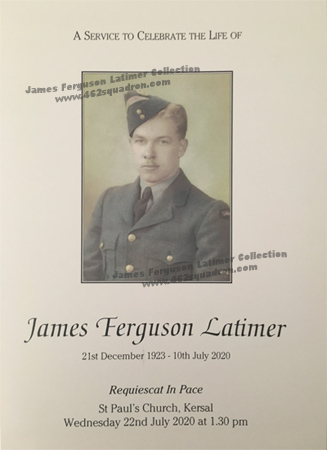 James Ferguson Latimer - Order of Service for Funeral, 22 July 2020.