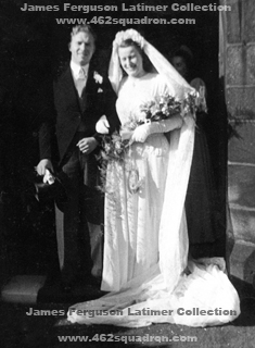James Ferguson Latimer and wife Jean, Wedding Day, 27 March 1948, previously Bomb Aimer in 462 Squadron, Driffield and Foulsham.