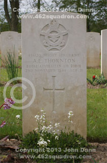 Headstone on grave for Albert Eric Thornton, 436120 RAAF, 462 Squadron.