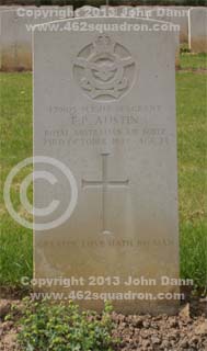Headstone on grave of Edward Phillip Austin, 429105 RAAF, 462 Squadron.