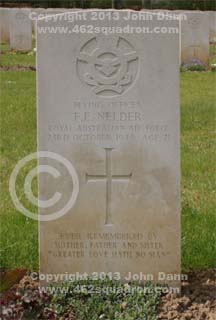 Headstone of grave of Frank Edward Nelder, 419561 RAAF, 462 Squadron.