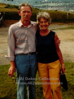 Al and Jean Oakes at Ilkley, West Yorkshire in 1985 (Al was a RAF Flight Sergeant Rear Gunner posted to 462 Squadron RAAF, Foulsham during WW2.) 