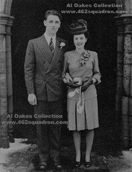 Al and Jean Oakes on their Wedding Day, early 1947, shortly after Al had been demobbed from the RAF as a F/Sgt Rear Gunner, previously posted to 462 Squadron RAAF, Foulsham.