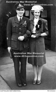 Kevin John Dennis 437121 RAAF, and wife Olive, on their Wedding Day, 01 December 1945 (Wireless Operator, 462 Squadron, Foulsham)
