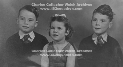 Charles, Colin and Joan Welsh, in 1948, the children of Charles Gallacher Welsh 1837071 RAFVR (462 Squadron, Foulsham)