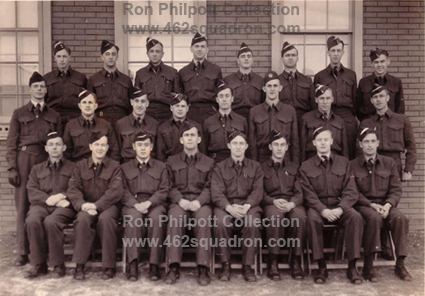 Ronald Bruce Philpott RAAF 433023 & fellow trainee Aircrew at 2 B.A.G.S. Mossbank Canada, late 1943