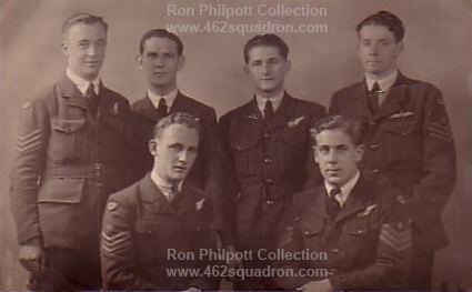 RAAF Crew at 27 O.T.U. mid-1944 - Philpott, Sutherland, Dooley, Gallop, Meade, Gleeson - all later of 462 Squadron