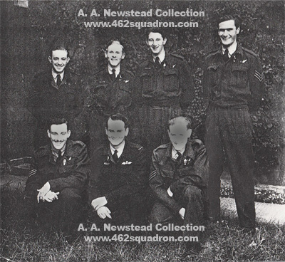 Crew 13, 462 Squadron, back l-r Victor Joseph Trunk, Malcolm John Husband, James Holloway, Stewart John Alfred Pegram; front, l-r Reginald Albert Gould, Allan John Rate, Edwin Joseph Maslin. 