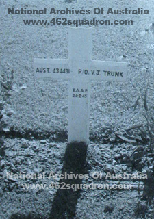 Second Cross on grave of Victor Joseph Trunk 434431 RAAF, 462 Squadron (NAA photo).