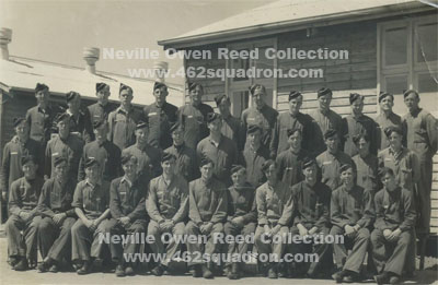 Group of thirty five airman at rank of Aircraftman 2, including AC2 Neville Owen Reed, 435209 RAAF, who was later posted to 462 Squadron.