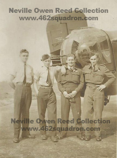 Neville Owen Reed 435209 RAAF, with un-named Air Crew or Ground Crew at Rear Turret of Halifax III, possibly 462 Squadron.