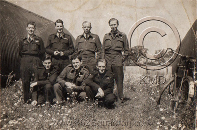Robertson Crew at 1652 HCU, Marston Moor, Phil Chant (Bomb Aimer), Dave Robertson (Pilot), Percy Dermond (Nav), Ralph Daughters (Flt Eng), George ‘Formby’ Goldstein (M/U Gunner), Fred Randle (Rear Gunner), Doug Wilson (Wireless Op) - all later at 462 Squadron. 