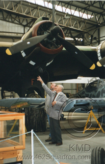 Former F/Eng Ralph Daughters and son Ken at Yorkshire Air Museum, Elvington, 2005. (462 Squadron)