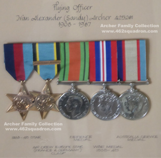 WW2 Campaign Medals of Navigator/Observer Ivan Alexander Archer (Sandy) 425261 RAAF, of 462 Squadron, Driffield.
