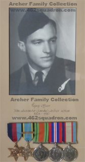 Ivan Alexander Archer (Sandy) 425261 RAAF, of 462 Squadron, Driffield, framed print with Campaign Medals. 