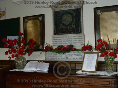 Remembrance Day display, 2013, at Himley Road Methodist Church.