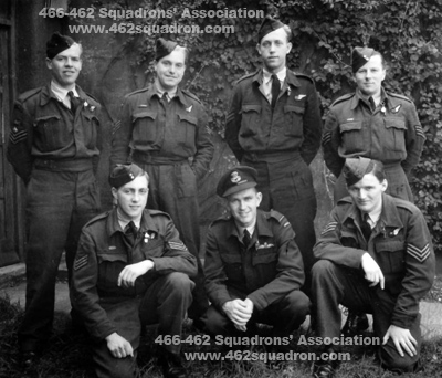 Sanderson Crew, of 462 Squadron, Driffield, 1944; Myles Joseph Kane; A C Stephenson; Donald Kennedy; R Rowe; C R Lynch; Russell William Sanderson; D L Baverstock.