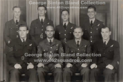 Crew 41 of 462 Squadron, Foulsham, 1945 - George Christopher Barr Sharp, John Mackie, C. Halden, H. W. Payne, Stewart Edmund Taylor, R. E. Powell, George Sinton Bland, Kenneth Cavalier Peachey. 