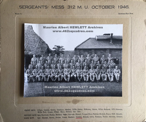 Sergeants' Mess, including Maurice Albert Hewlett 3031333 RAF, at 312 Maintenance Unit, India, October 1946.