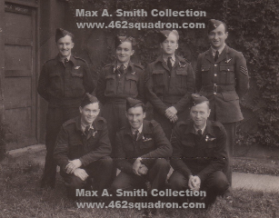 Frank Weston, Taffy Rees, Blondie Somerville, Mick Manning, Arthur Lobb, Max Taylor &  Max Smith, late 1944, while posted to 462 Squadron at Driffield.