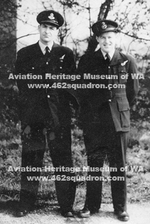 Navigator Keith Currie, with unidentified A/G or WOp/AG at 462 Squadron, Foulsham, 1945 