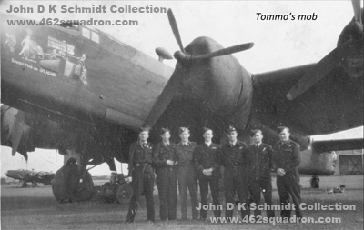 Halifax MZ296 Z5-L and Crew 6 of 462 Squadron - Alf Green, Max Martin, Paddy Cunningham, Ron Thomas, John Schmidt, Bill Shillaker, Jack Mann. 