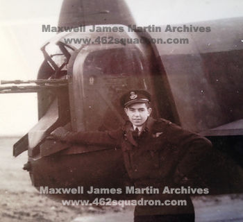 Maxwell James Martin 424007 RAAF, Rear Gunner, 462 Squadron, Driffield, 1944.