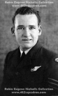 Sergeant Robin Eugene NICHOLLS, 434168 RAAF, on 7 March 1944; later in 462 Squadron, Driffield and Foulsham.  