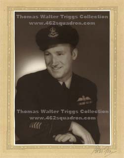 Flying Officer Thomas Walter Triggs 16496 RAAF, Pilot of Crew 35, 462 Squadron RAAF, Driffield Yorkshire. Photo taken at demob in 1945. 