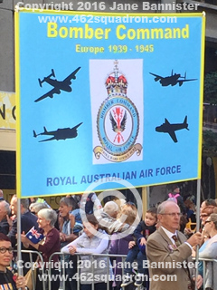 Bomber Command Banner in ANZAC Day Parade, 25 April 2016, Elizabeth Street, Sydney.