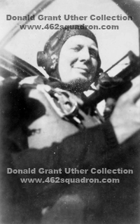 Pilot Donald Grant Uther, 423361 RAAF, at the controls of a Halifax Bomber, sometime during 1944, either in training at a Heavy Conversion Unit, or on Ops at 462 Squadron, Driffield.