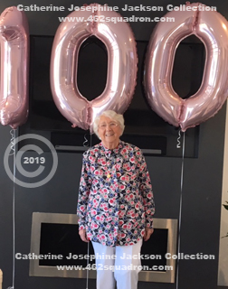Ex-WAAF Catherine Josephine JACKSON, formerly WOOD-BROWN, nee BURTON, on her 100th Birthday, in 2019.