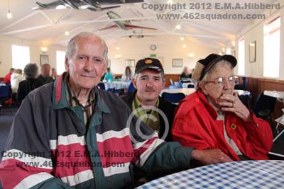 Tom Walker (462 Squadron), wife Rose and son Gary at  Yorkshire Air Museum, Elvington, Yorkshire, on Sunday 8 July 2012, in the NAAFI canteen for lunch.