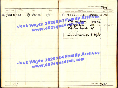 Jock Whyte, 3020584 RAFVR, log book late May 1944